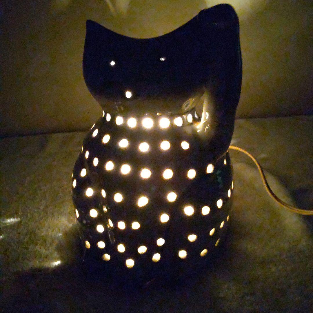 昭和レトロ　陶器の猫のランプ 　猫の照明