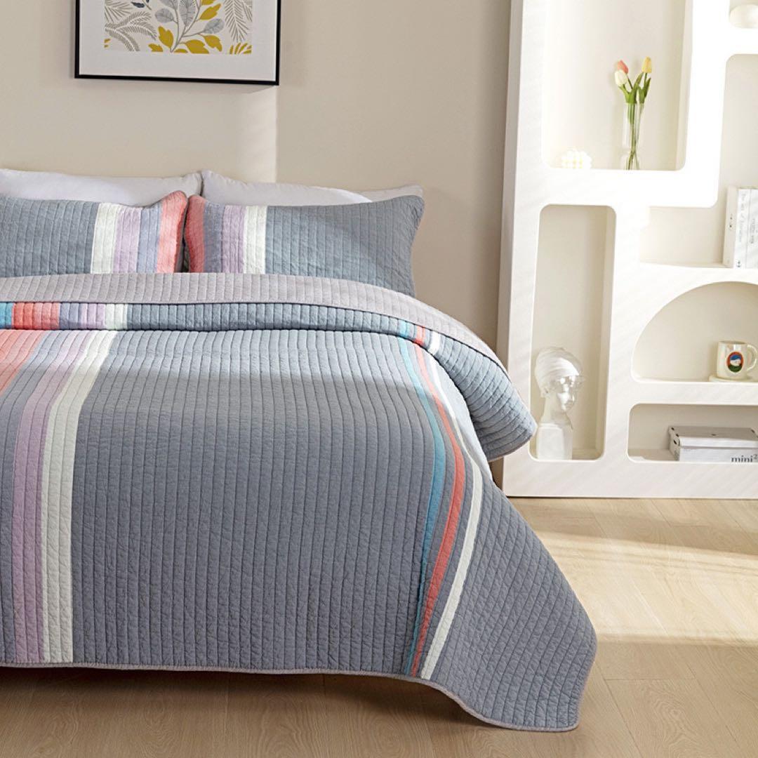 キルトベッドカバー3点セット綿マルチカバー キルティング 167