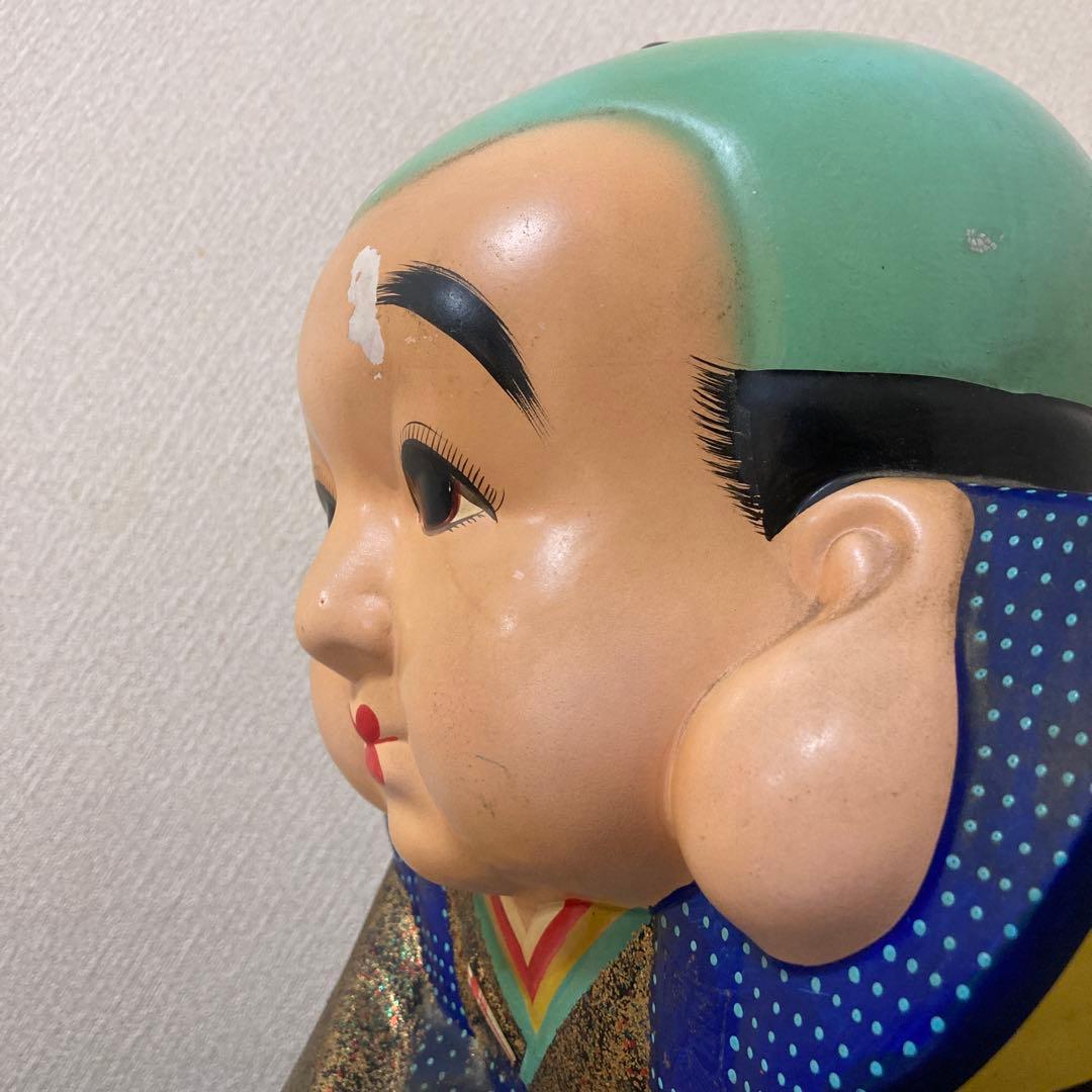 時代福助人形　縁起　手描き　招福置物　珍品〈検 招き猫　こけし　七福神　常滑焼