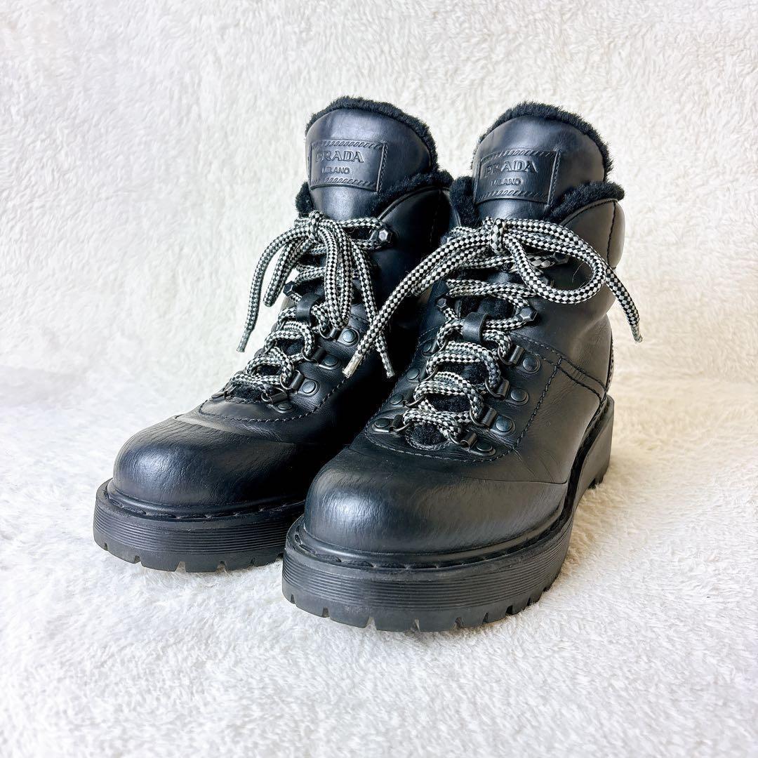 PRADA プラダ 厚底 トレッキングブーツ ボア 38 プラダスポーツ