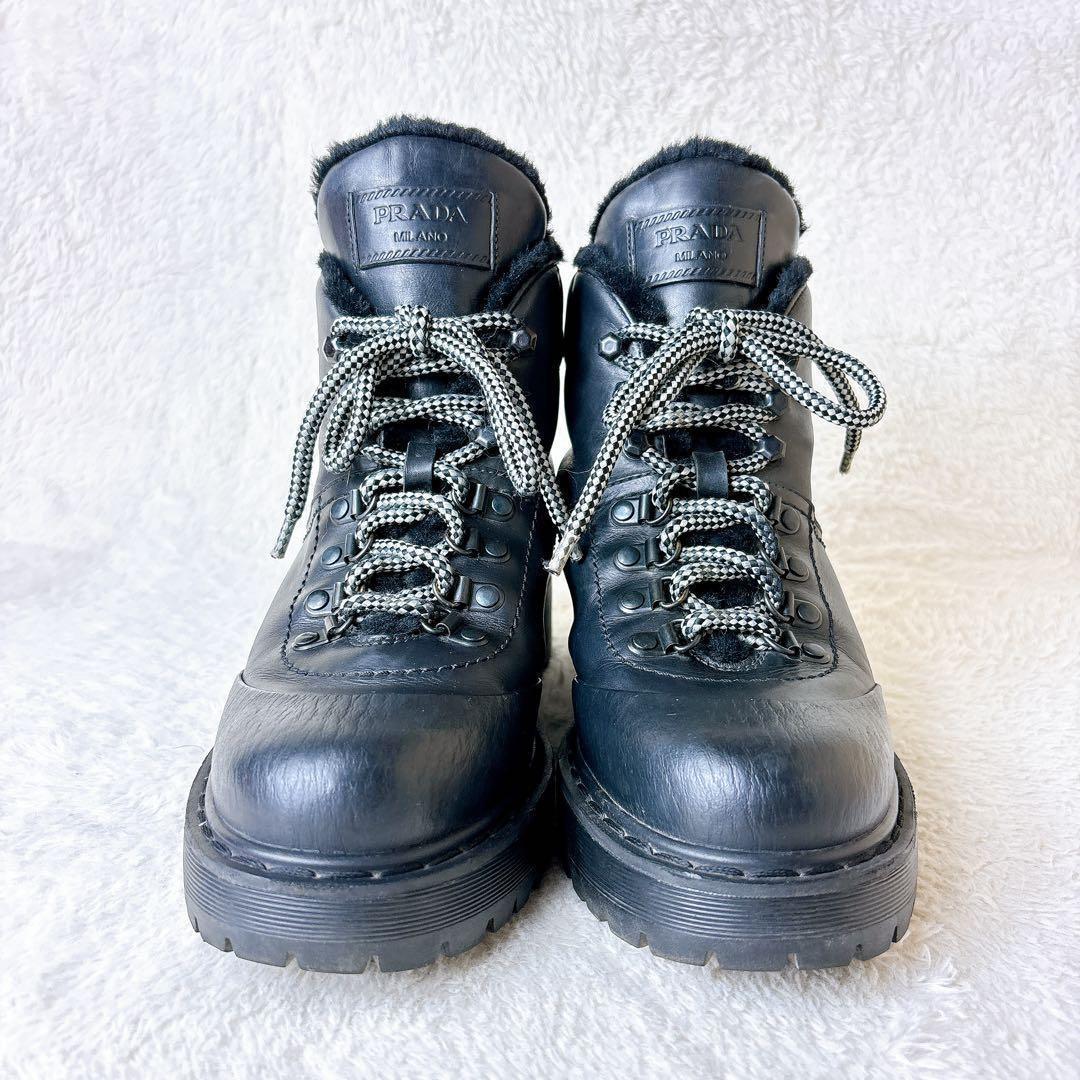 PRADA プラダ 厚底 トレッキングブーツ ボア 38 プラダスポーツ