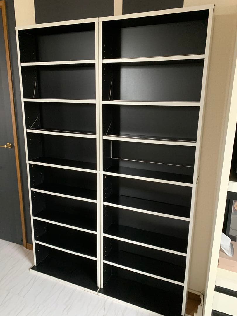 木製　本棚 CD DVD ブルーレイ　ラック　ホワイト/ブラック 10段