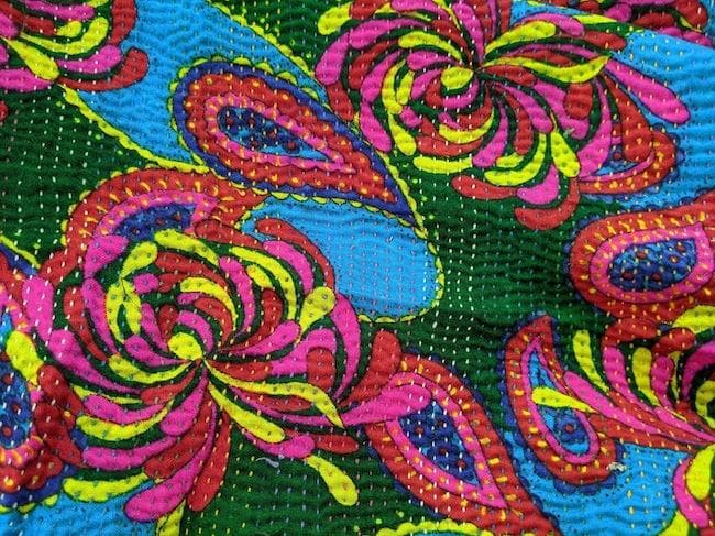 め*ん様 ヴィンテージ　ラリーキルト　グリーンブラウン