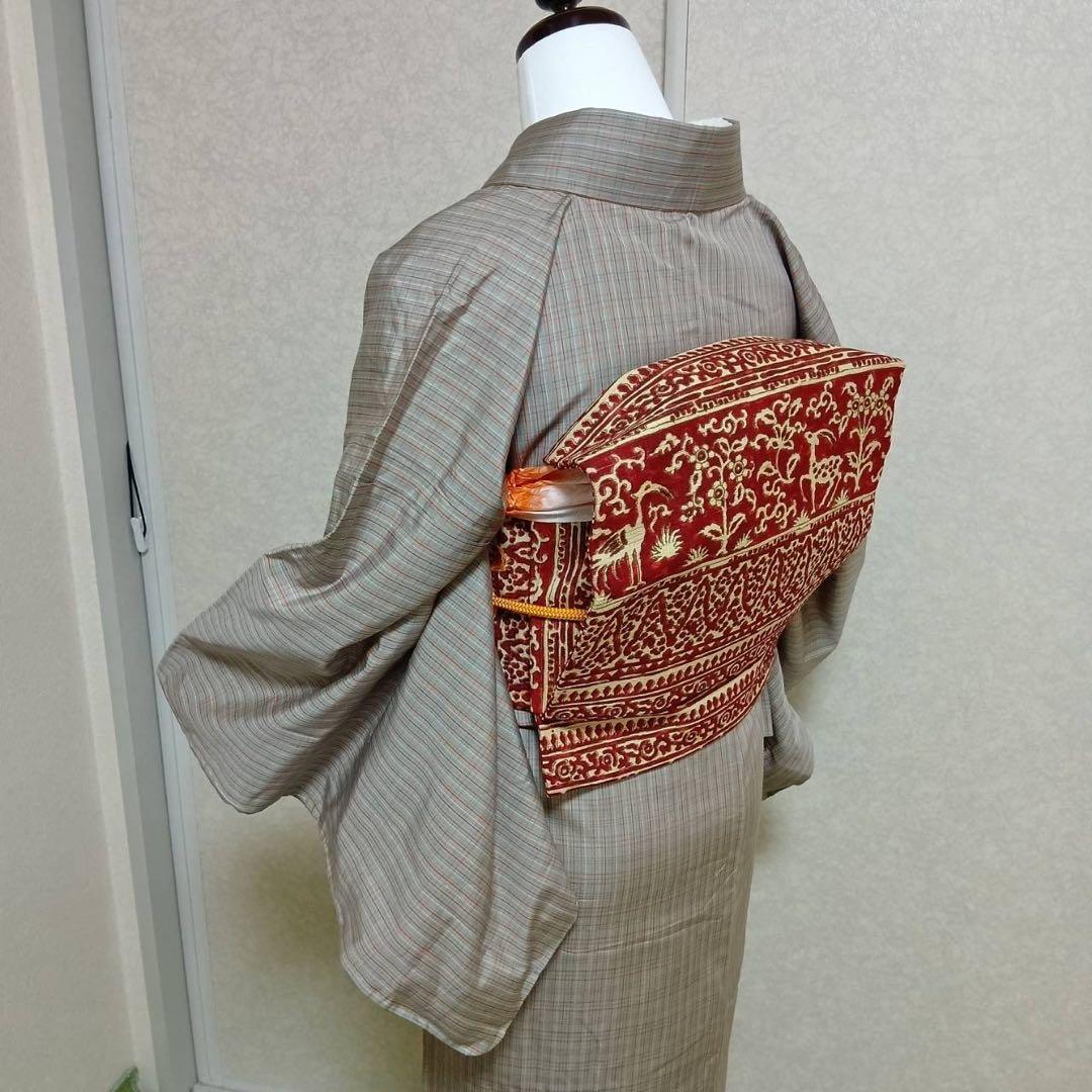 な*込様 タ8880 正絹　紬　十日町紬系　小紋　フルセット　しつけ　袷　未着用