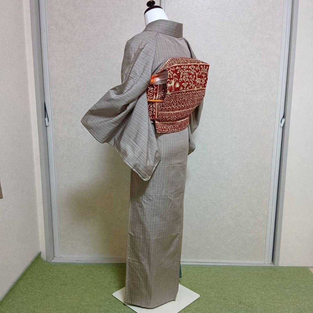 な*込様 タ8880 正絹　紬　十日町紬系　小紋　フルセット　しつけ　袷　未着用