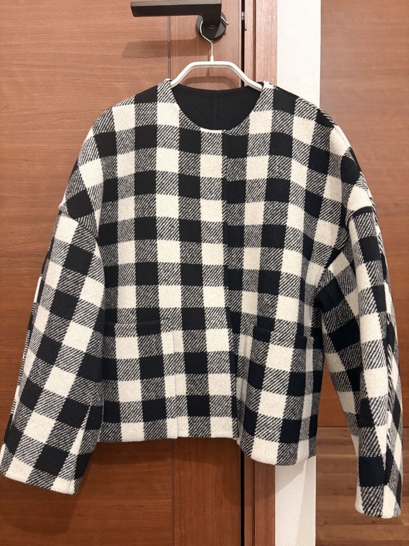l*y様 【美品】Drawer ブロックチェック リバーシブル ノーカラー ジャ