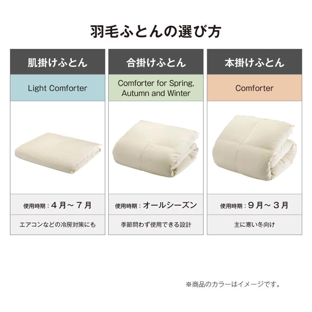 羽毛合い掛け布団 ナチュラルグースダウン95％ シングル ネイビー