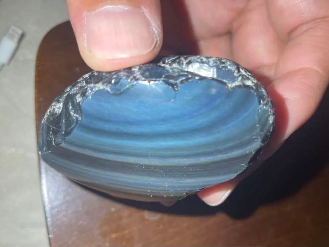 研磨品　十勝石玲瓏特級品　ブルーベースレインボーオブシディアン