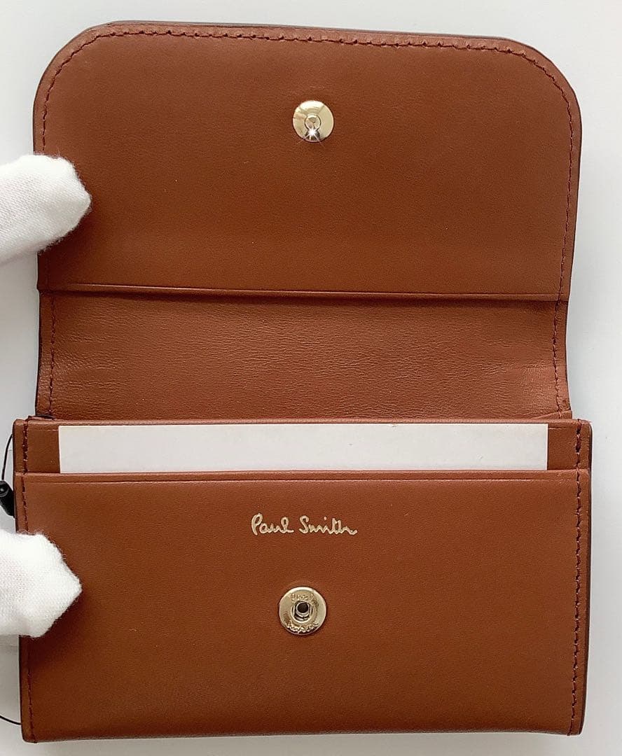 新品★ポールスミス★スワールインセットディティール名刺入れカードケース★ブラウン