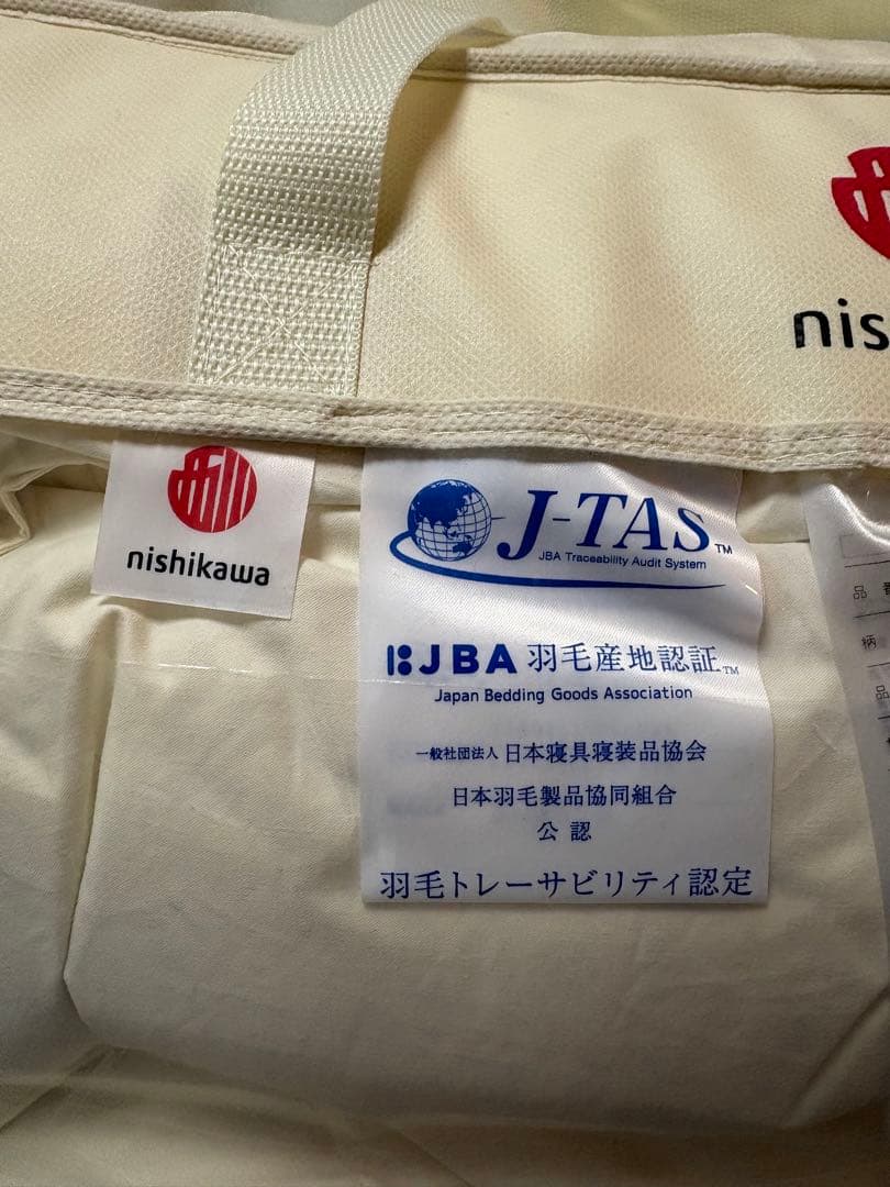 新品未使用 西川 羽毛布団 掛け布団 クイーンサイズ 無地ベージュ DP400