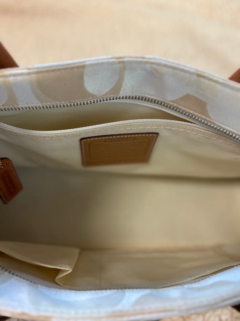 トートバッグ ホワイト/ベージュ 合成皮革