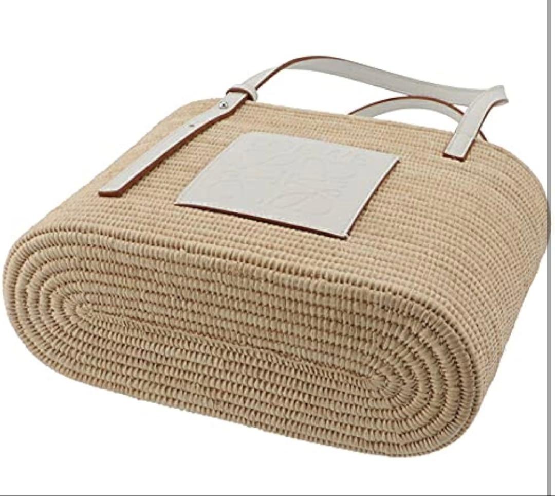 LOEWE ロエベ ベージュ スクエアバスケット トートバッグ かごバッグ