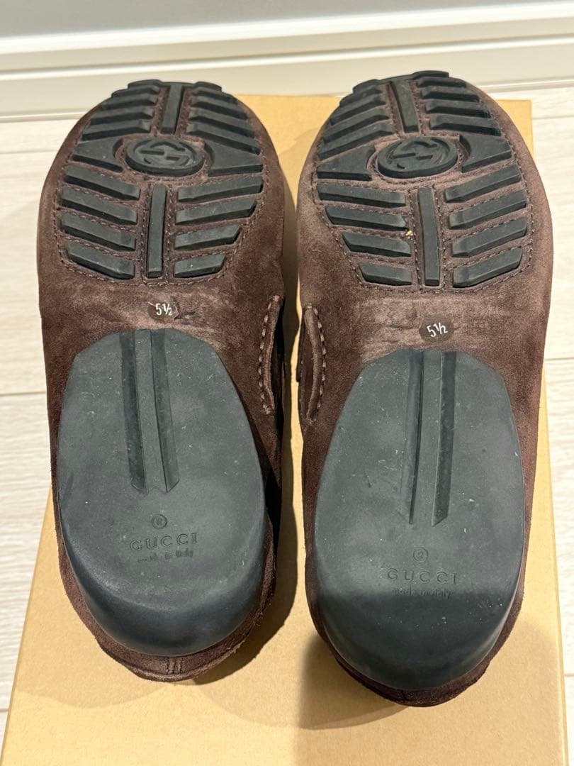 GUCCI ブラウン スエード モカシン ドライビングシューズ