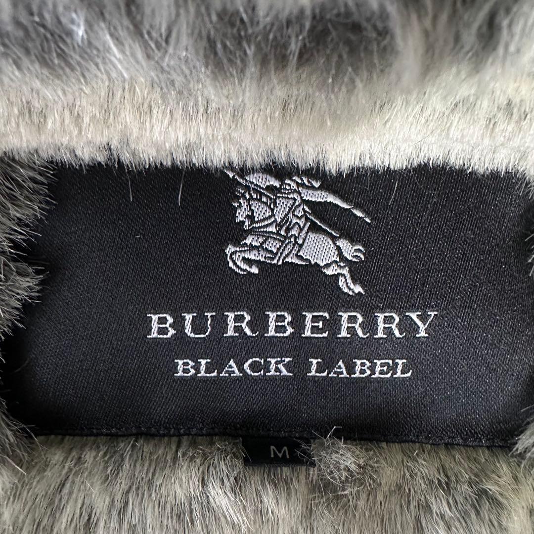 バーバリー ブラックレーベル ダッフルコート エコレザー ファー フーディ 黒