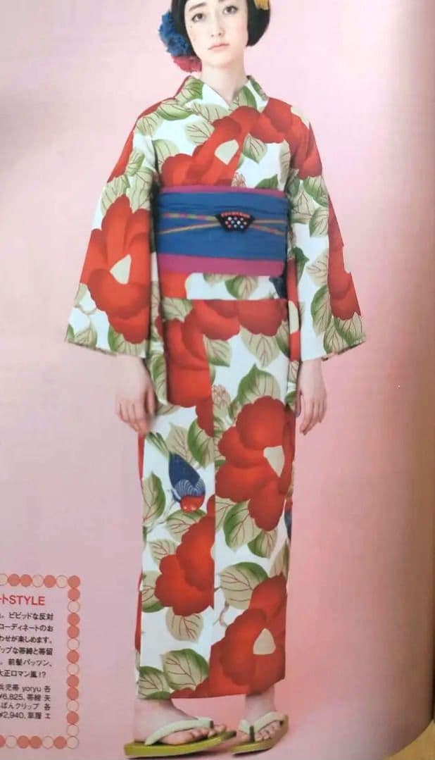 ふりふ浴衣　椿鳥