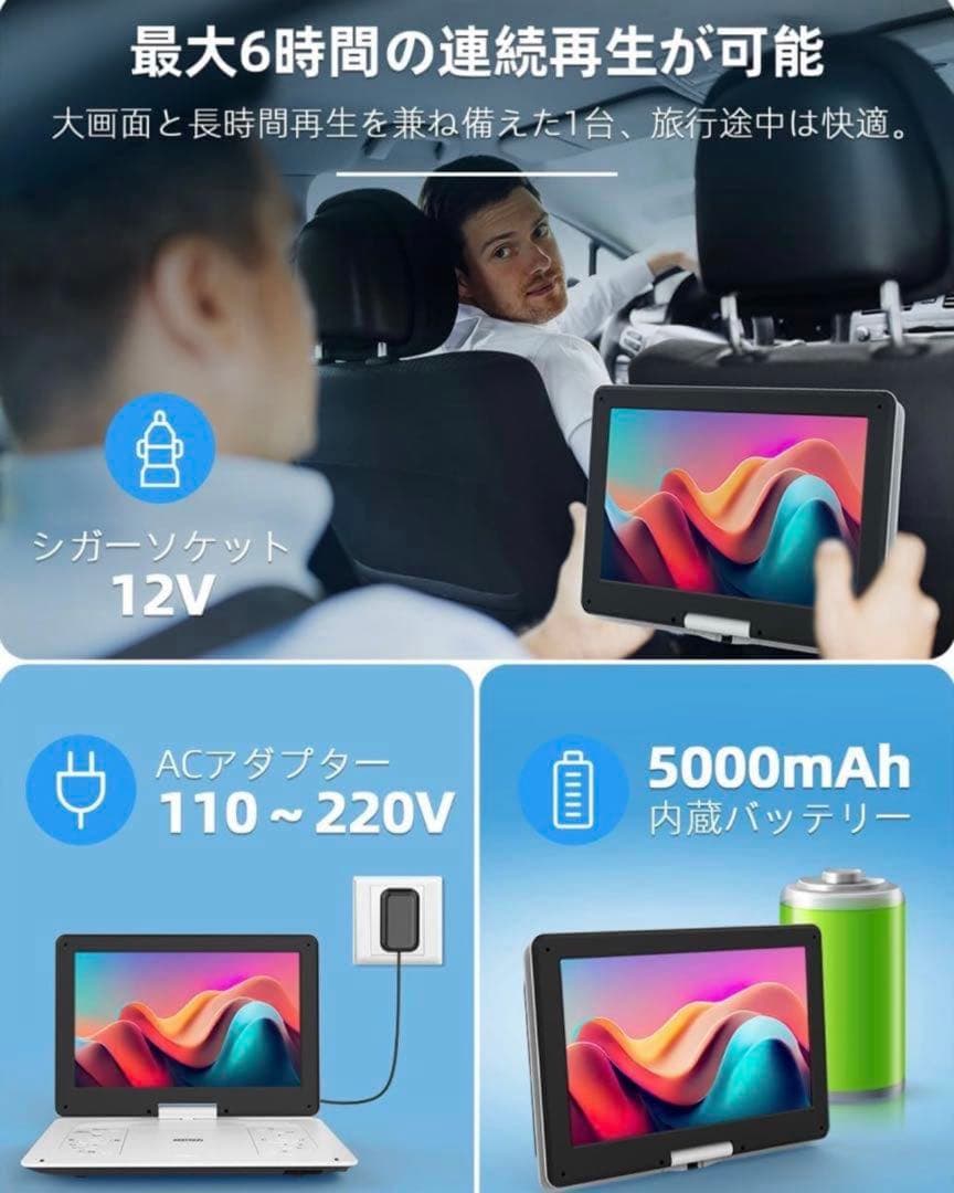 ポータブルDVDプレーヤー 14.1インチ dvdプレーヤー TV同期可能