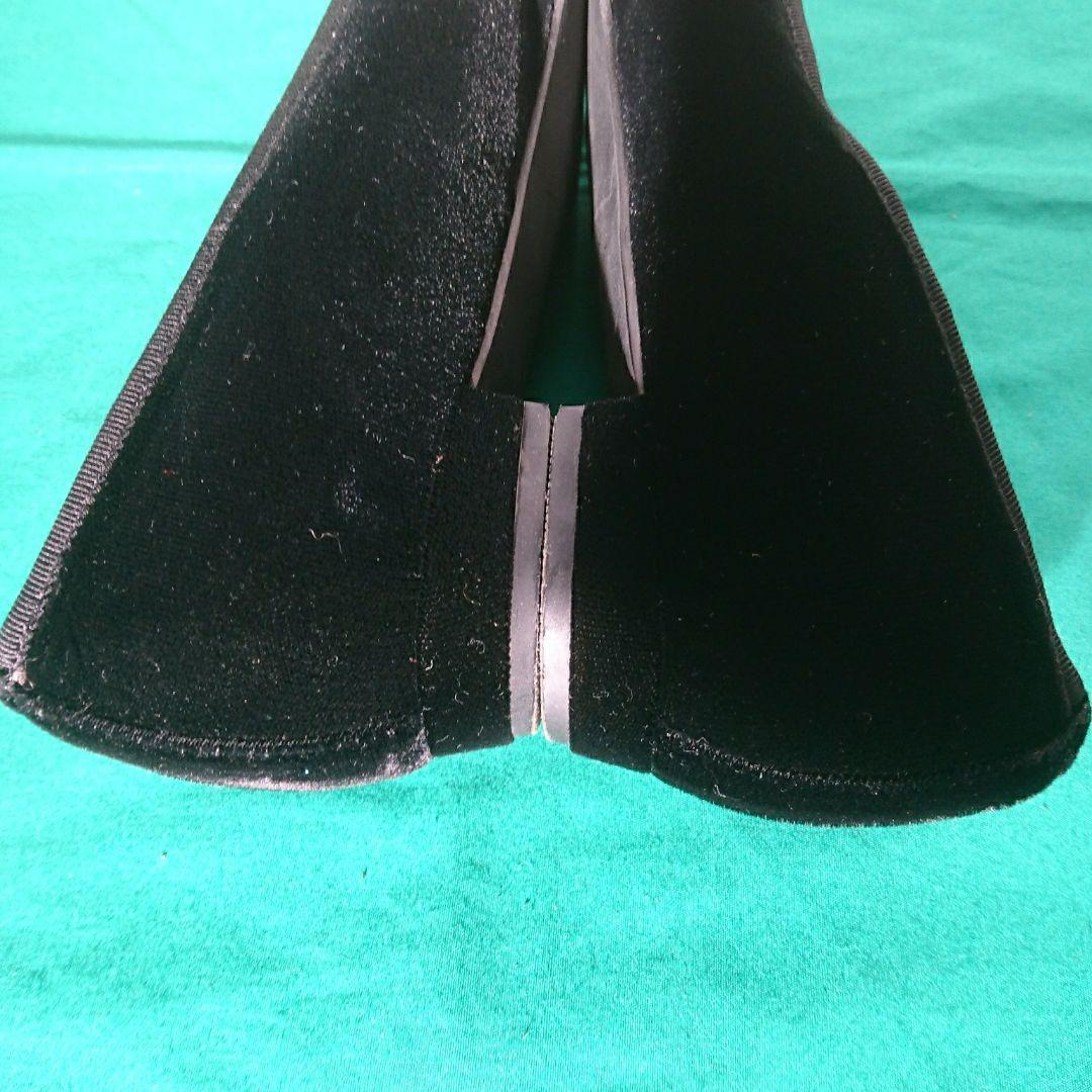 大人キュート♪銀座かねまつ　リボン付きフラットシューズ　23．5cm　黒系