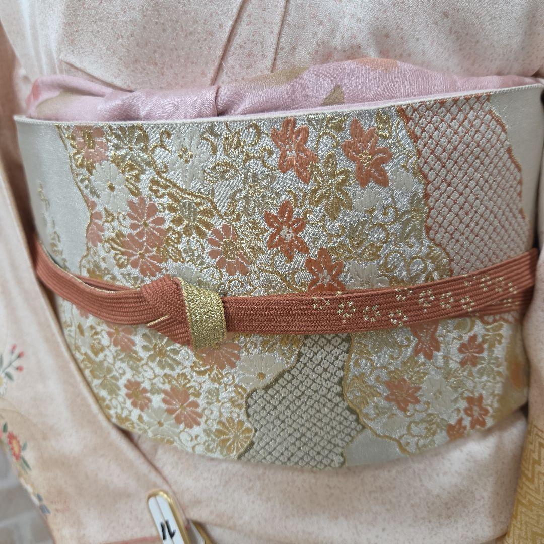 訪問着4点フルセット、着物、袋帯、帯締め、帯揚げ トールサイズ対応