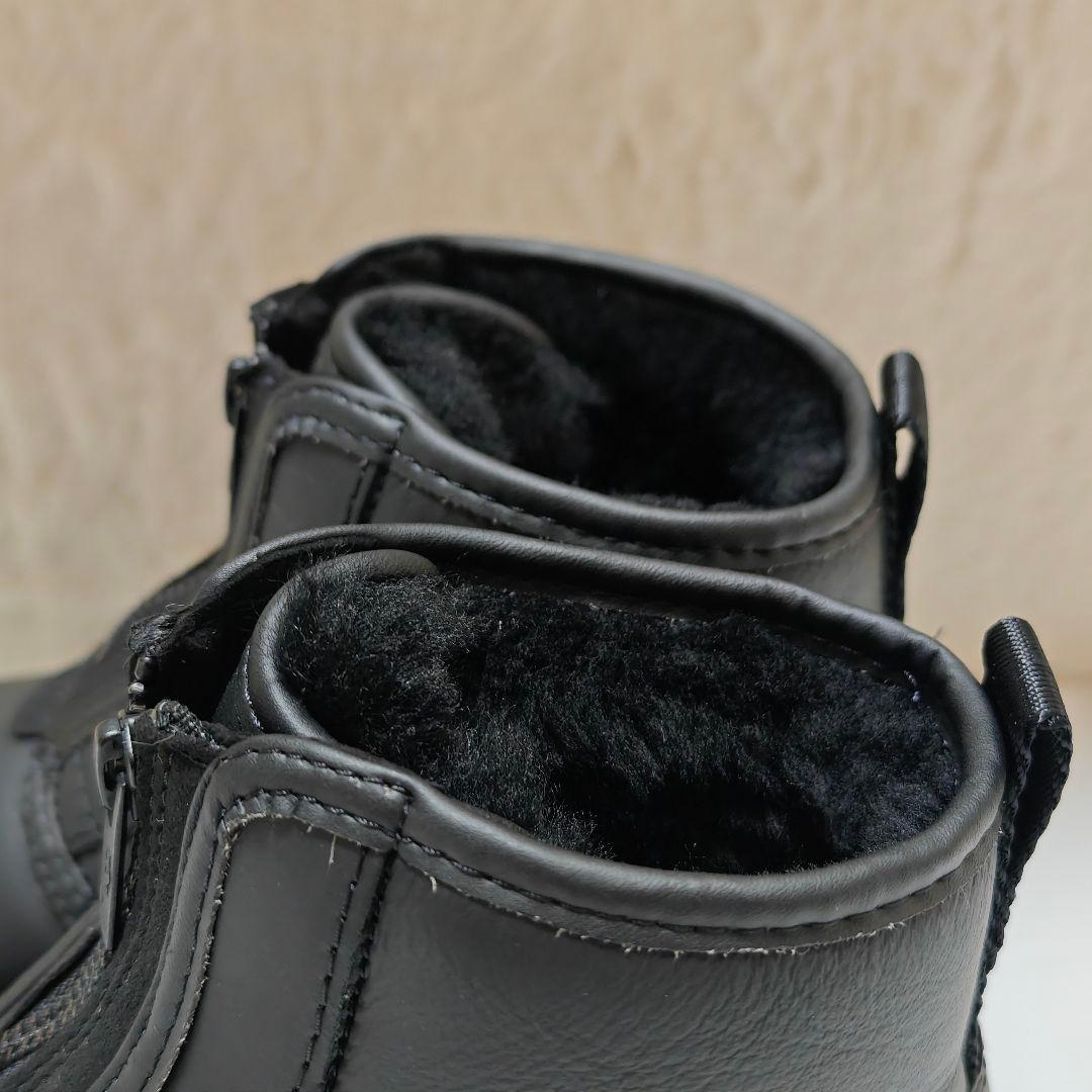 未使用級✨アグ　オールブラック　ムートンブーツ　厚底　フロントジップ 23cm