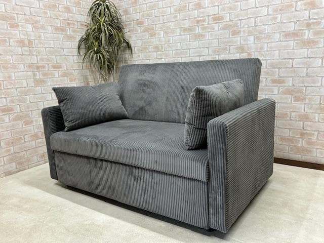 ソファーベッド　ソファ　２人掛け　ブラウン　グレー　コーデュロイ　新品