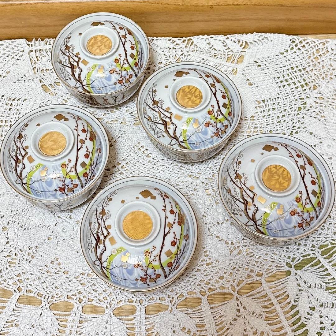 603未使用　庫山窯　煮物椀　蓋付きどんぶり揃　5客セット　蓋付煮物椀　丼