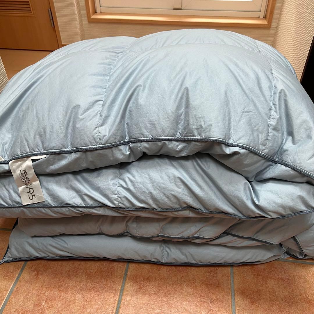 ダブル　西川羽毛布団 ポーランド産ホワイトグースダウン９５%フェザー５%