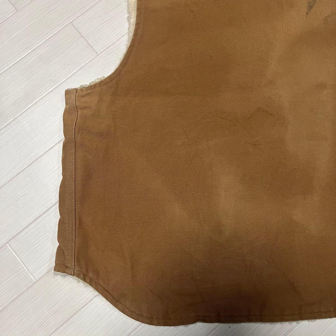 80s Carhartt ダック地ベスト 裏ボア 2XL