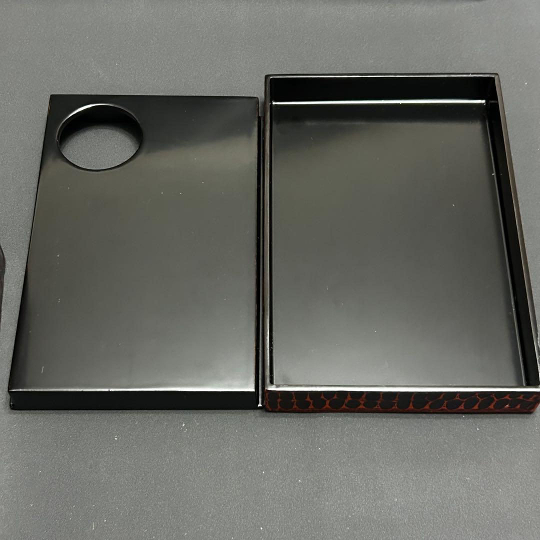 茶道具セット　利休茶箱　鎌倉彫　香合　茶巾筒　茶筅筒　鎌倉彫　根来塗