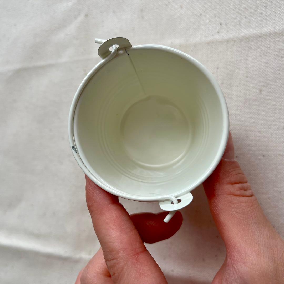 ブリキバケツ　取っ手付き　花　植木鉢　家庭用　園芸　8個　白　おしゃれ