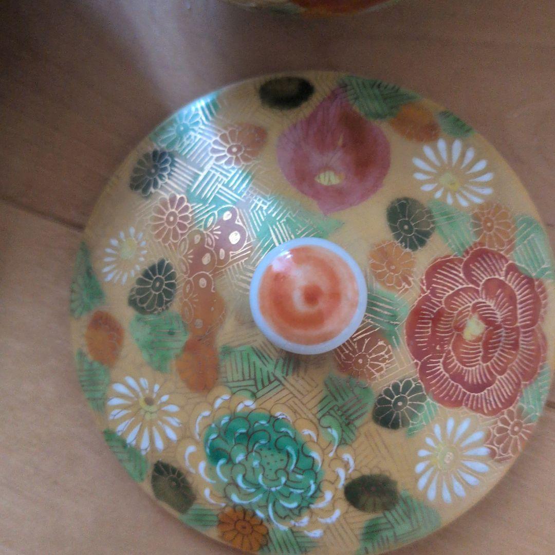 茶道具セット 花柄 陶器製 6点 九谷焼