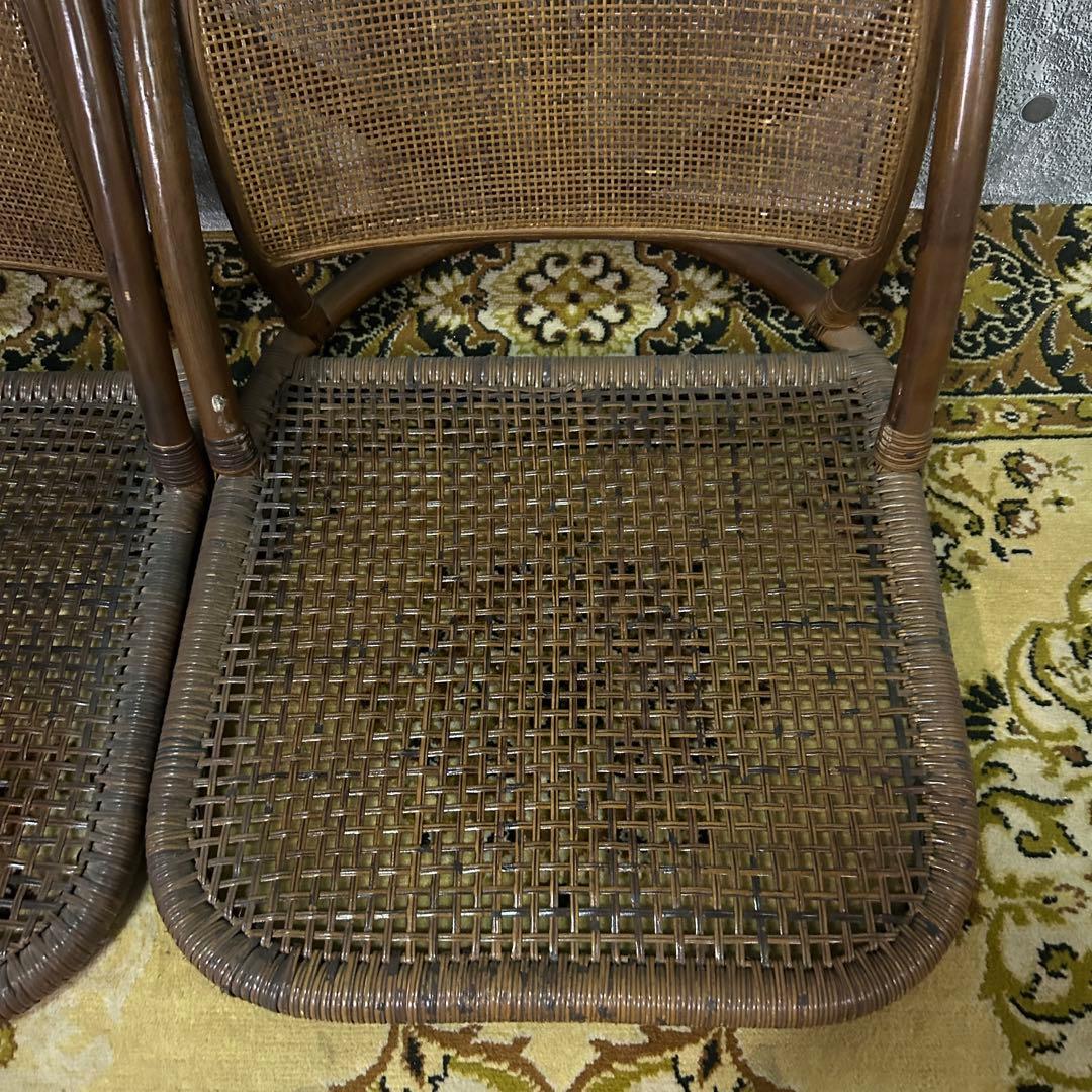 ꧁籐家具꧂ラタン座卓&座椅子2脚セット ガラス 食卓 机 椅子 いす イス