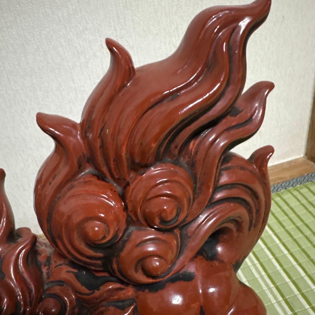 九谷焼 八幡窯 須栄義 獅子 金 赤 縁起物 魔除け　置物