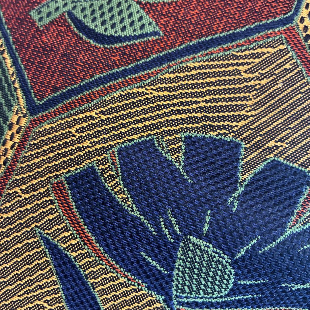 小紋　フルセット　着物　紬　正絹　紺色　大人花紬　G7