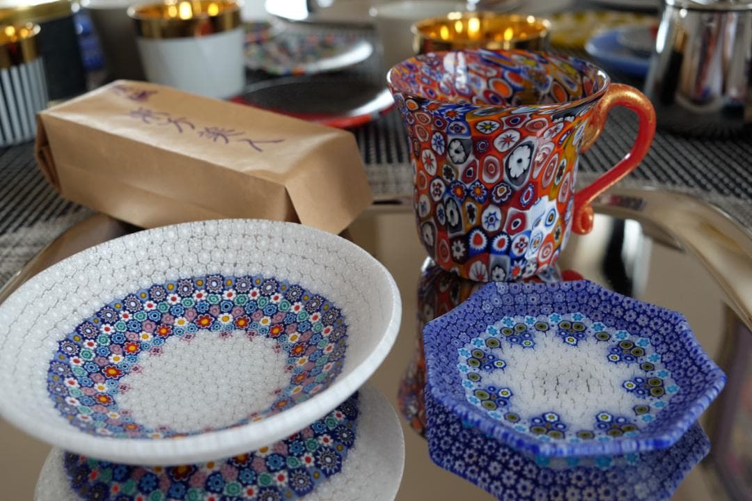 ベネチアンガラス ミルフィオリ プレート 検/メルハバ 飯塚亜裕子 江波冨士子