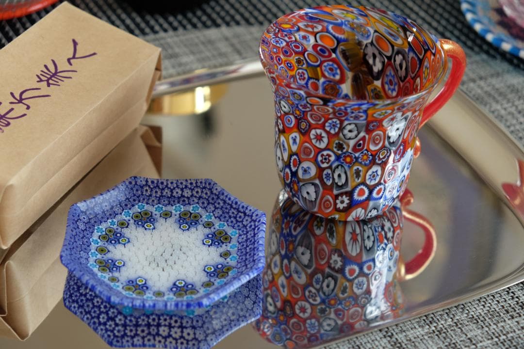 ベネチアンガラス ミルフィオリ プレート 検/メルハバ 飯塚亜裕子 江波冨士子