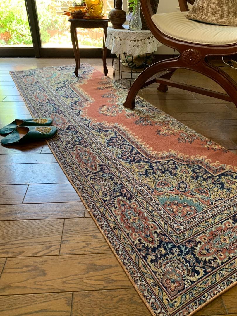 トルコヴィンテージラグ　215×71ロングランナー　カイセリ　アンティークピンク