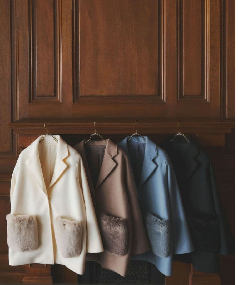 ノスタルジア　ウールライクポケットファーガウンコート　M