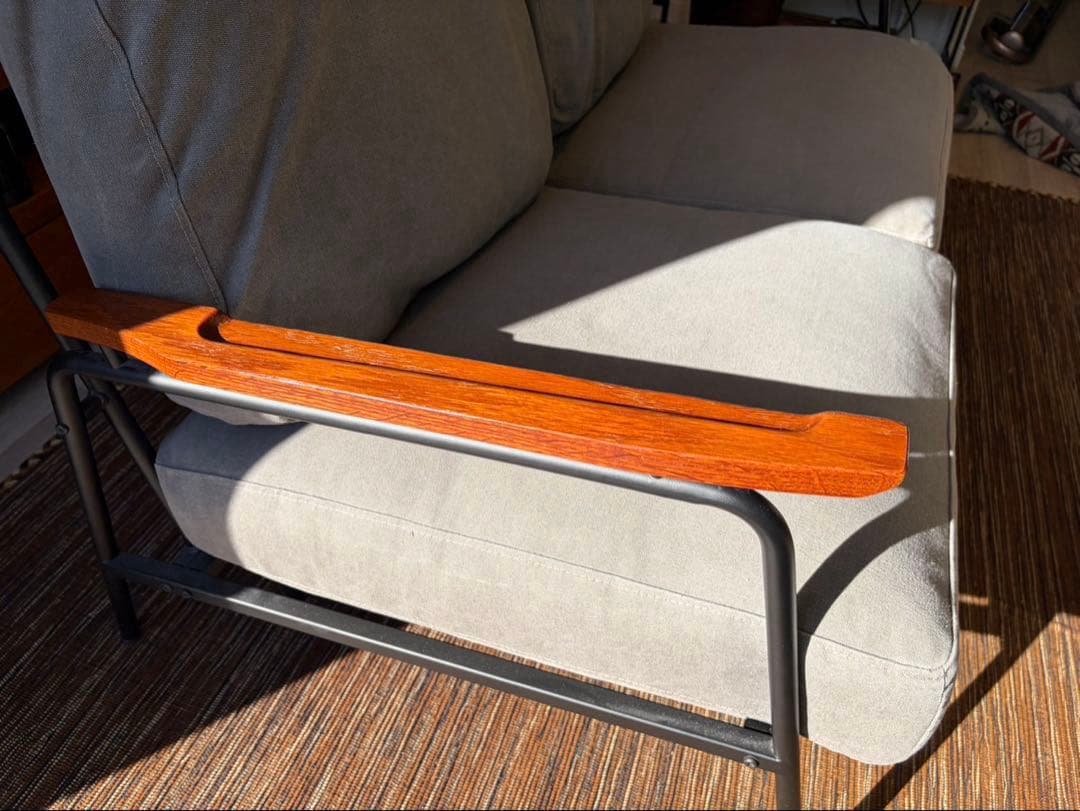 グレー ファブリックソファ 2人掛け