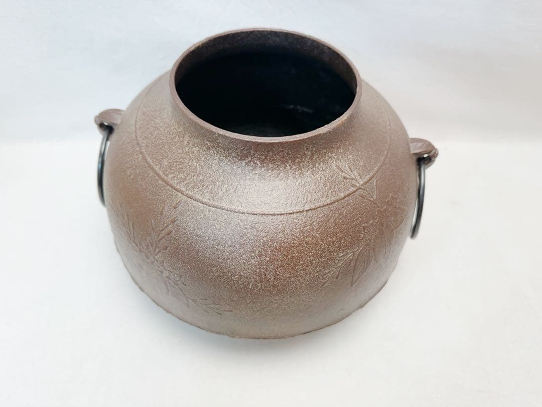 ほぼ未使用 茶道具 釜師 人間国宝 高橋敬典造 桐地紋 真形釜 釜印 栞 共箱