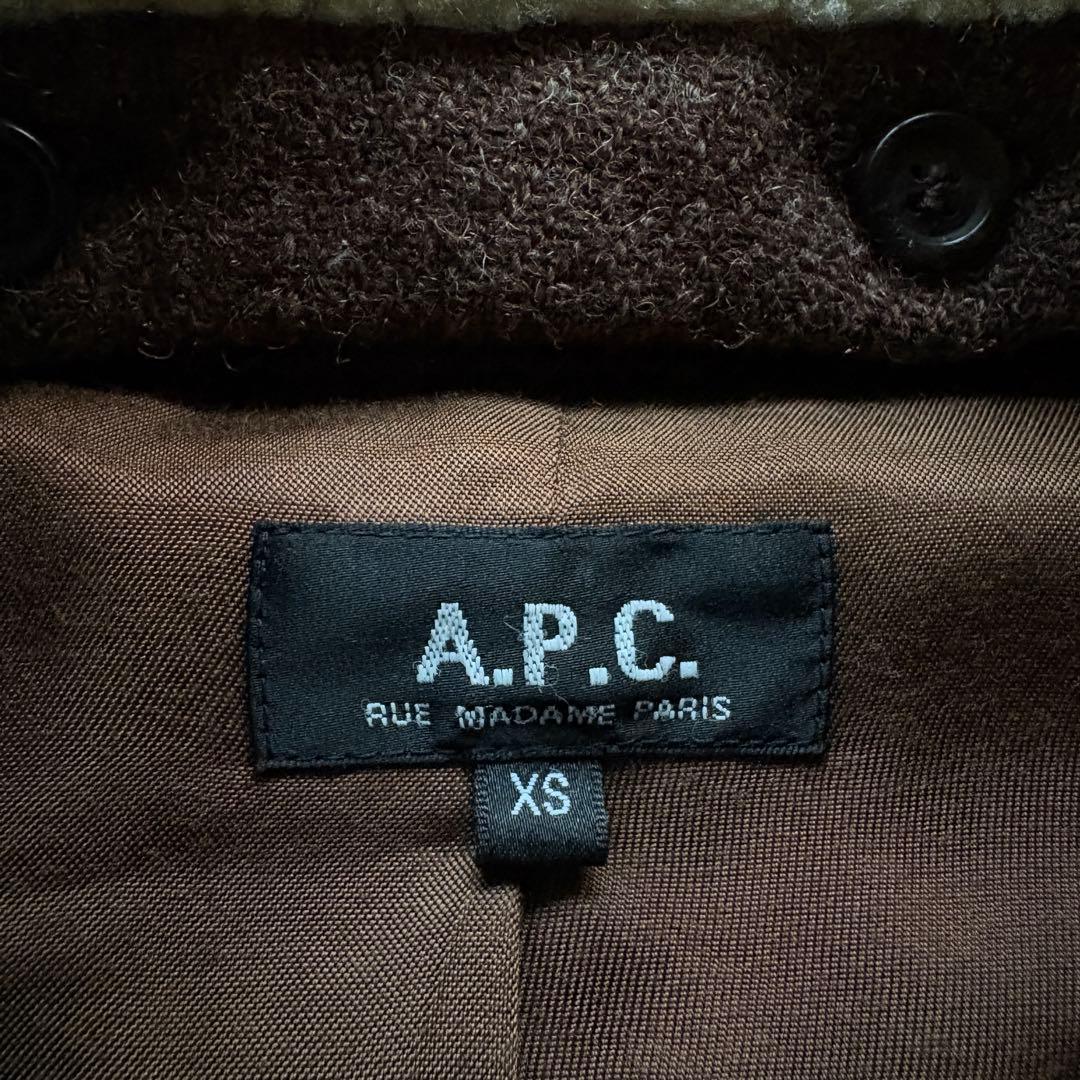 ★L相当★ APC ハリスツイード 比翼 ブルゾン ボア取り外し可 ダブルジップ