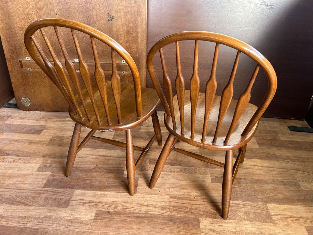 721 タモ材 ウィンザーチェア 2脚セット 北欧 木製 ダイニングチェア　美品