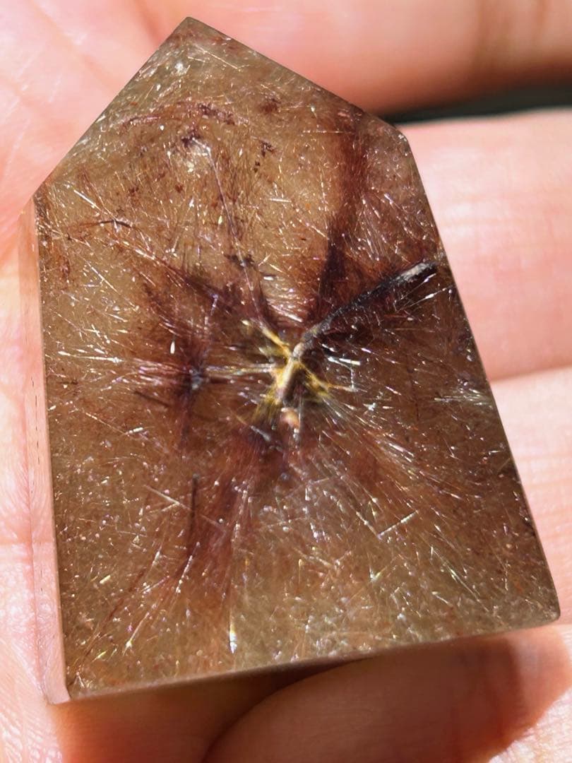 ⭐️別格高級品！プラチナ　レッド　シルバー　ルチル　原石　六角柱　福財龍王秘宝⑥