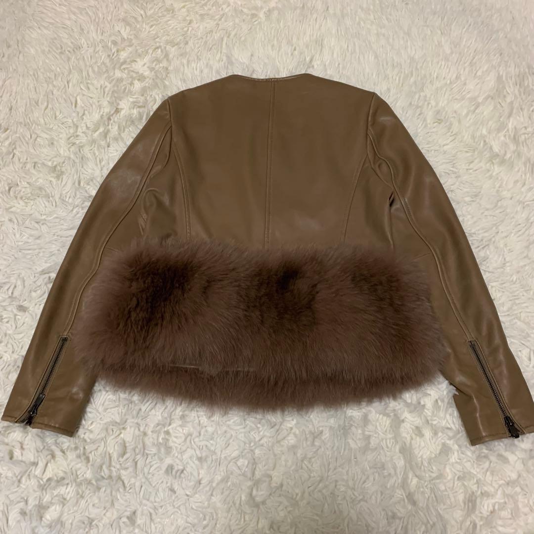 ダイアグラム ライダース ジャケット レザー 羊革 フォックスファー S