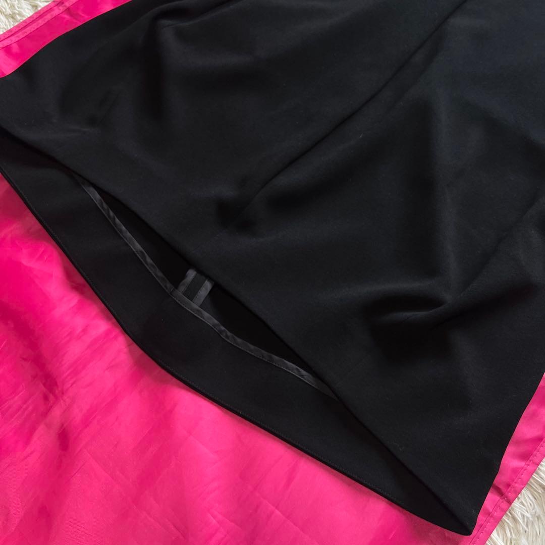 【美品】YOKO CHAN 膝丈ワンピース ブラック 36 長袖 バックテール