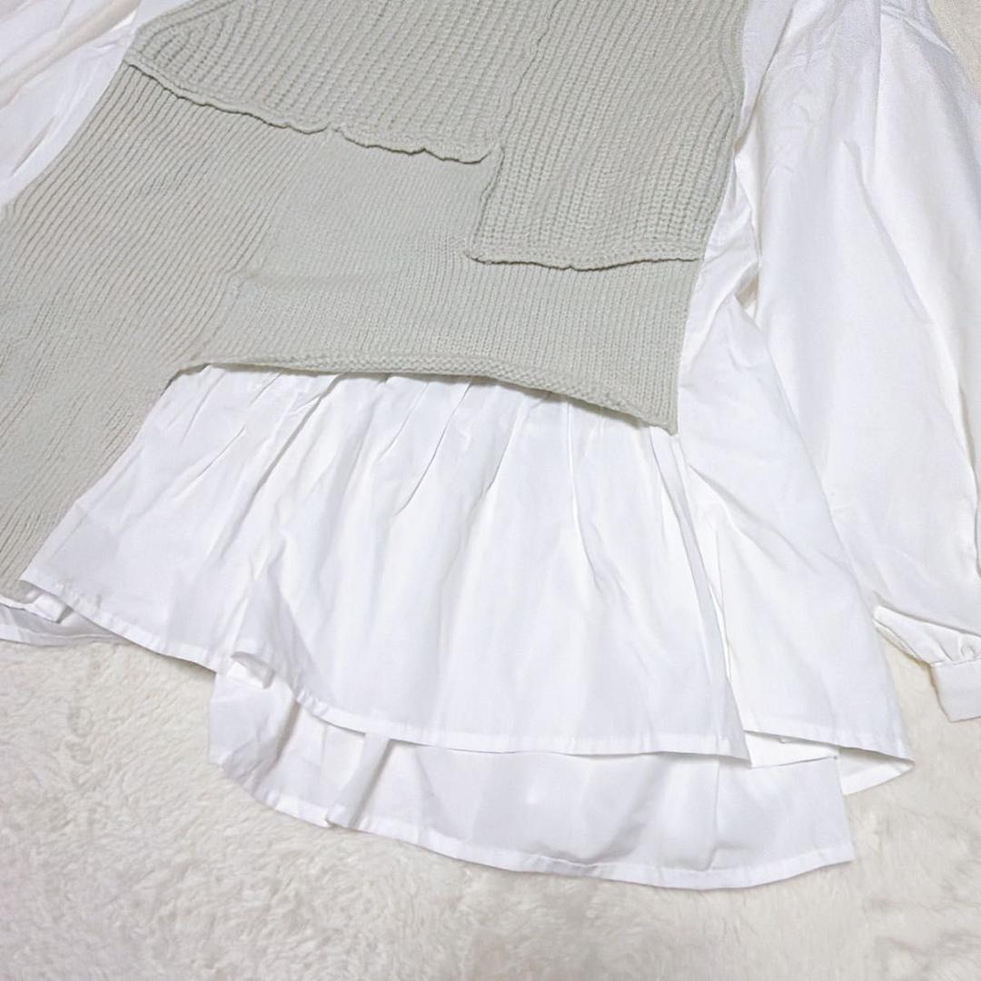 極美品 フレアドッキングシャツニット アルパカ混 プルオーバー フリーサイズ