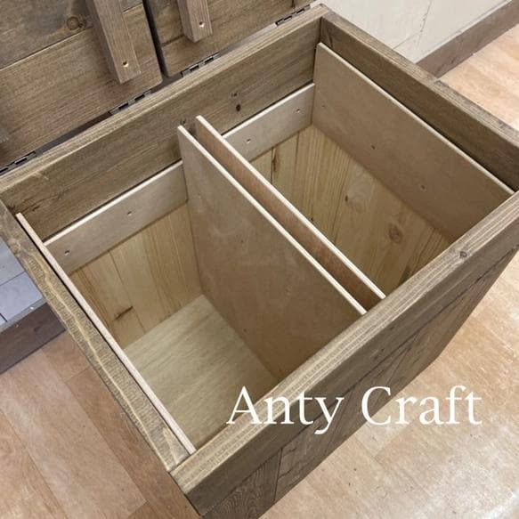 【引取可能】分別ゴミ箱20L×2袋対応 ハンドメイドアンティーク風ダストボックス