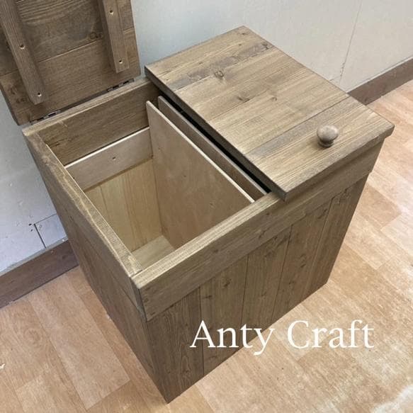 【引取可能】分別ゴミ箱20L×2袋対応 ハンドメイドアンティーク風ダストボックス