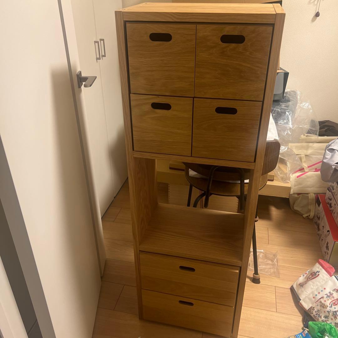 無印良品・中古・完成品 スタッキングシェルフ・3段・オーク材