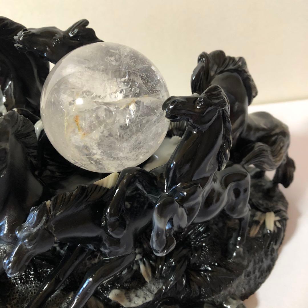 うまくいく　置物　馬　黒　C 2026 新年　午年