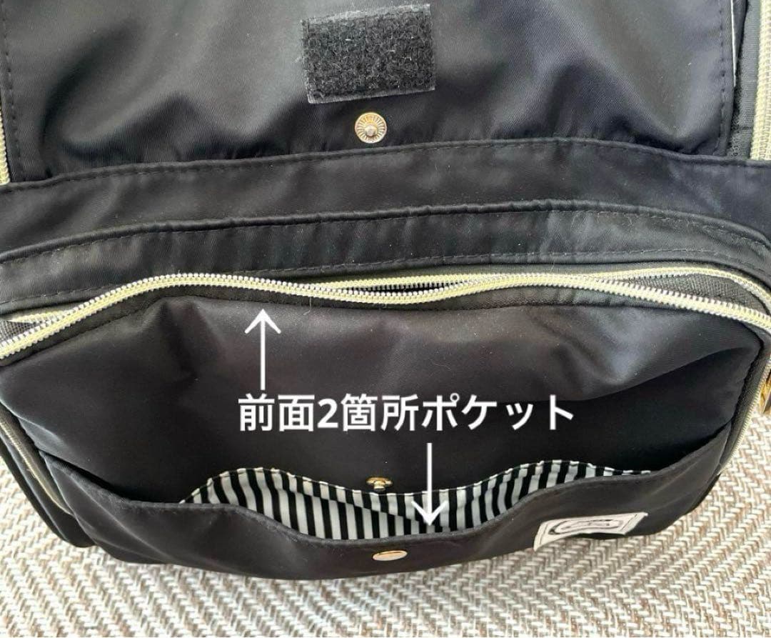 ペット用ナイロン製黒リュック・ストライプ内装